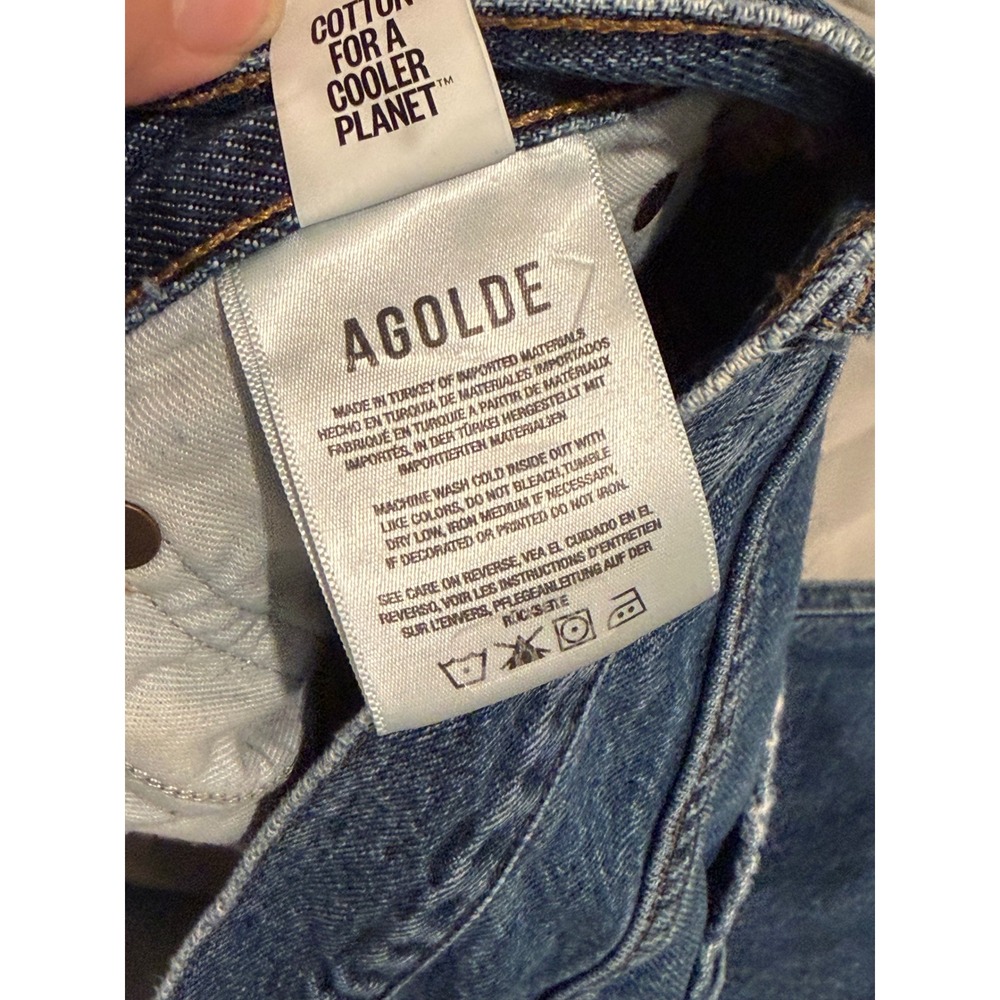 AGOLDE Ren High Rise Wide Leg Jeans Blue Raw Hem A9191-1601 Size 29 - Picture 6 of 11